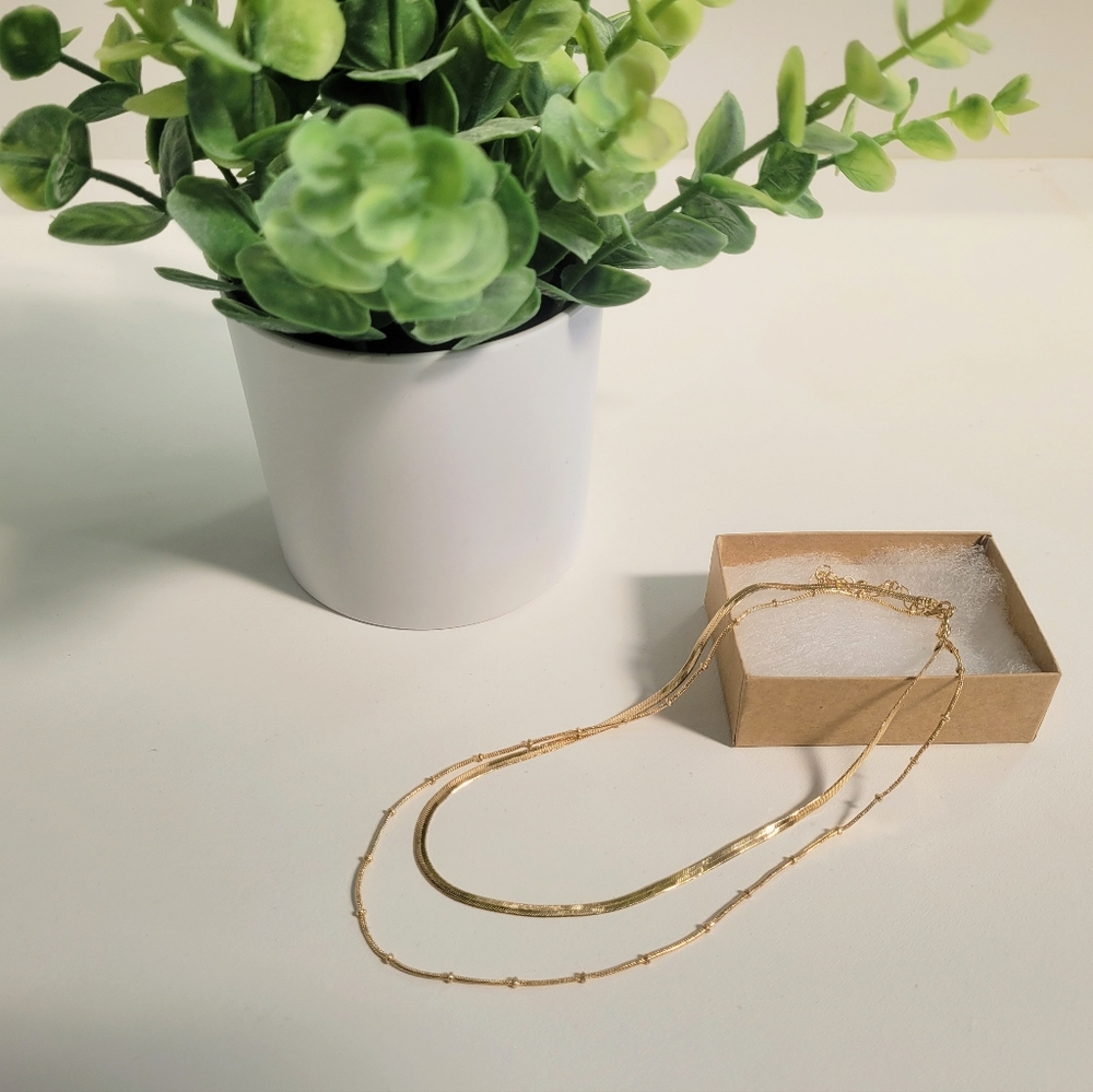 Gold Choker Layered Necklace